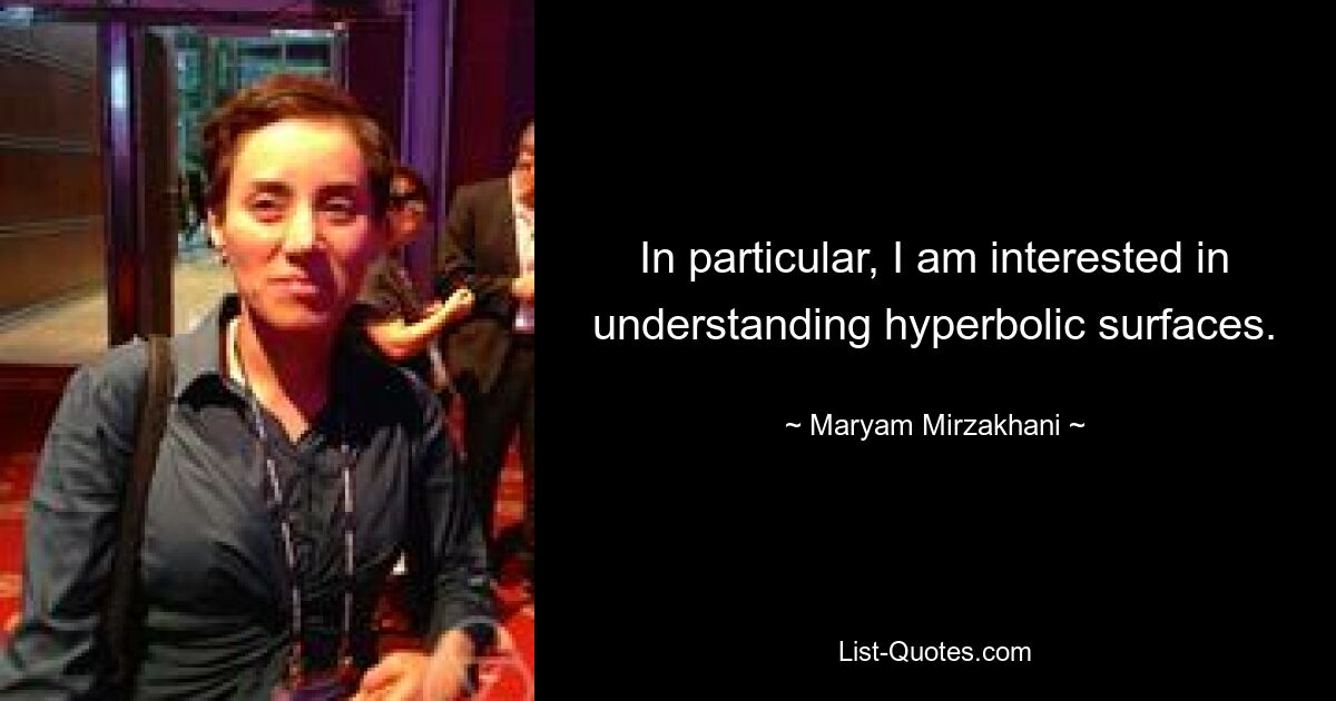 In particular, I am interested in understanding hyperbolic surfaces. — © Maryam Mirzakhani