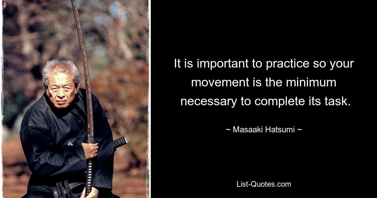 It is important to practice so your movement is the minimum
 necessary to complete its task. — © Masaaki Hatsumi