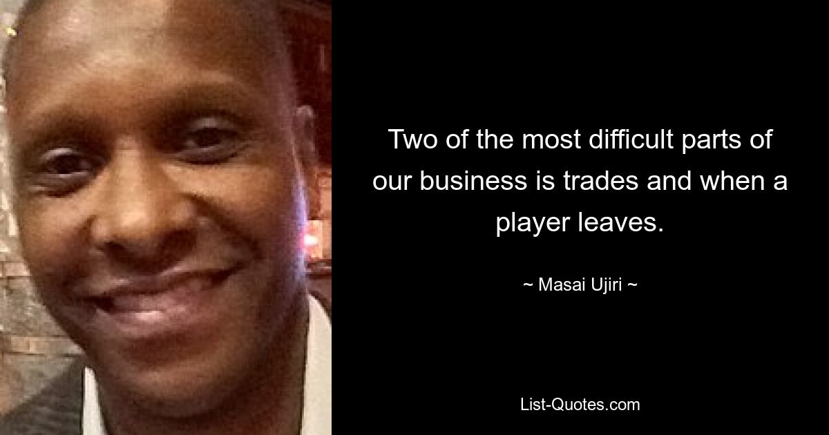 Two of the most difficult parts of our business is trades and when a player leaves. — © Masai Ujiri