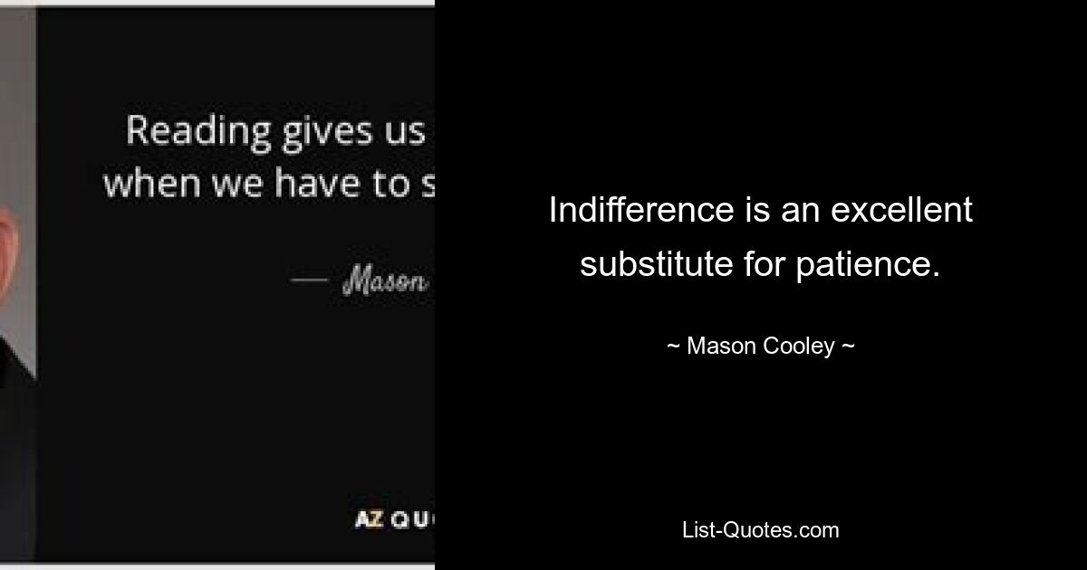 Indifference is an excellent substitute for patience. — © Mason Cooley