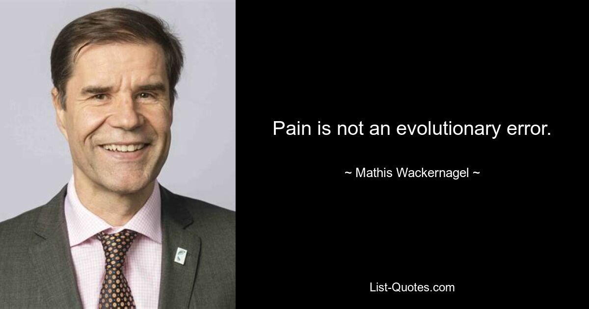 Pain is not an evolutionary error. — © Mathis Wackernagel