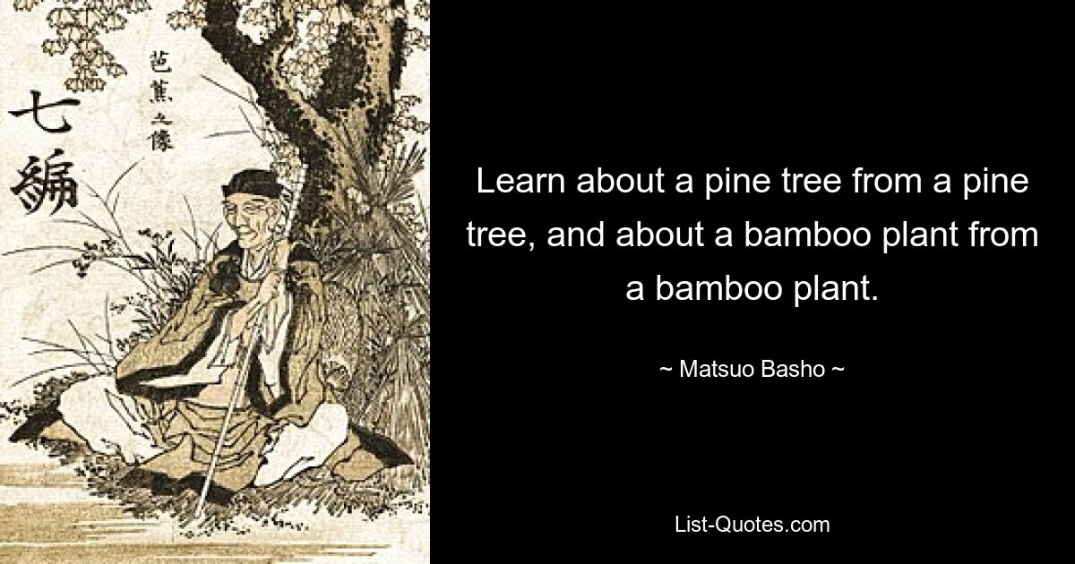 Learn about a pine tree from a pine tree, and about a bamboo plant from a bamboo plant. — © Matsuo Basho