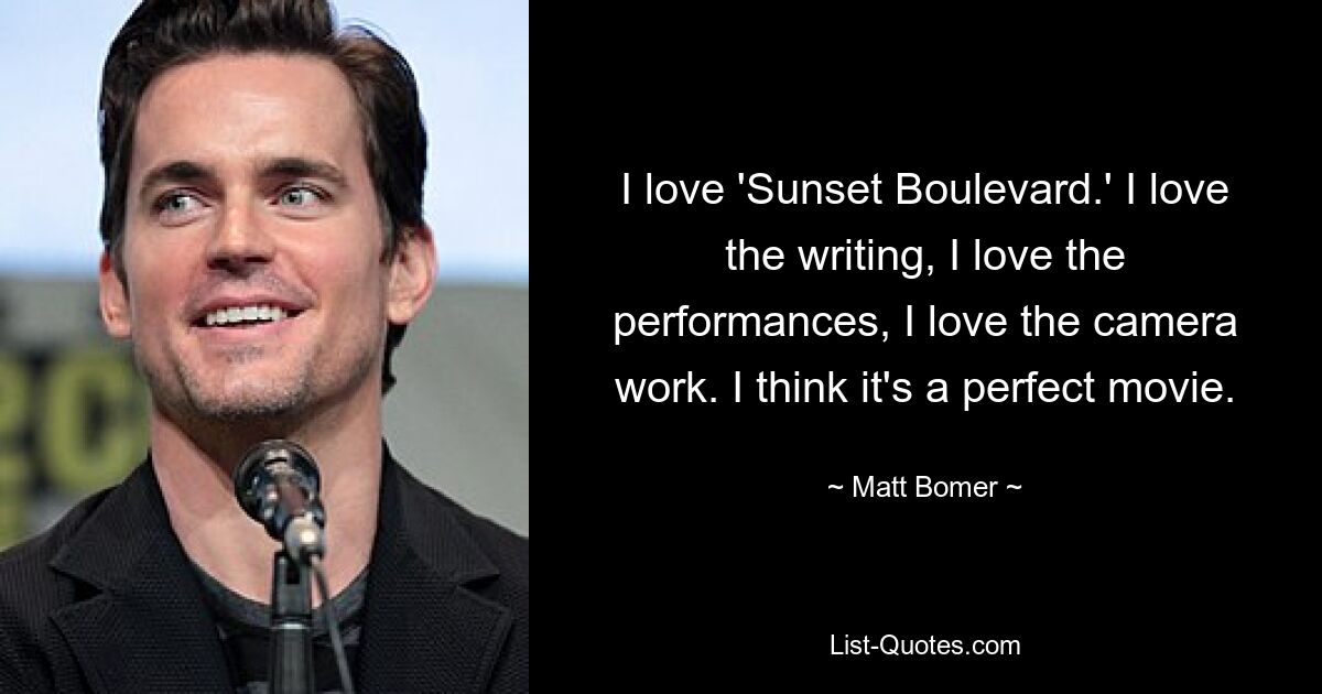 I love 'Sunset Boulevard.' I love the writing, I love the performances, I love the camera work. I think it's a perfect movie. — © Matt Bomer