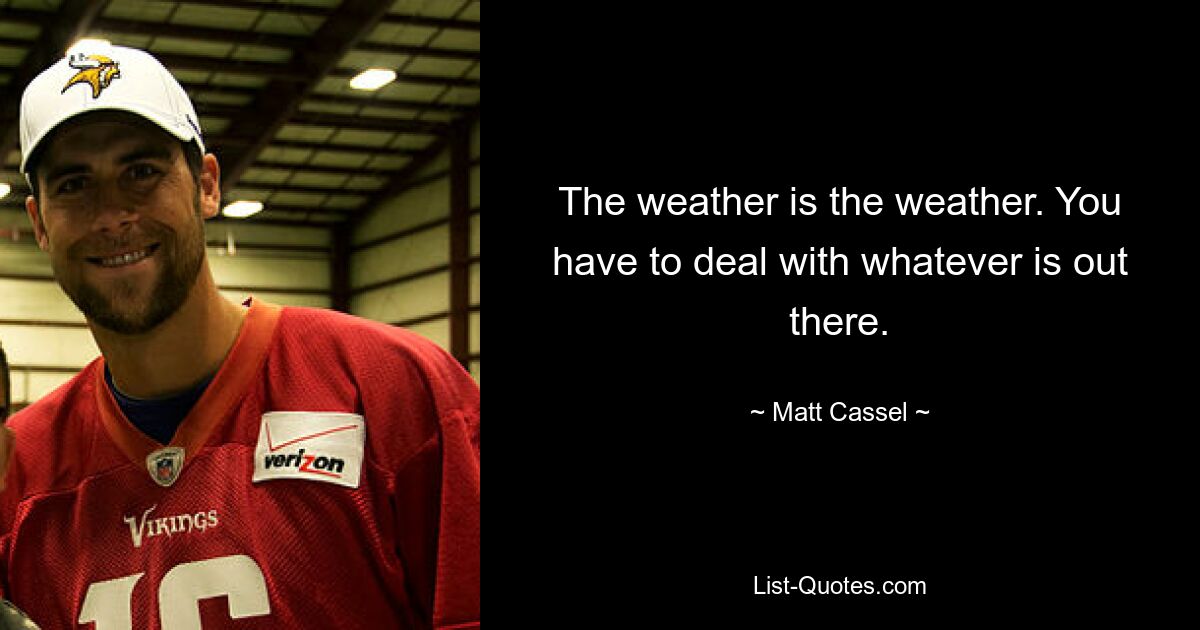 The weather is the weather. You have to deal with whatever is out there. — © Matt Cassel