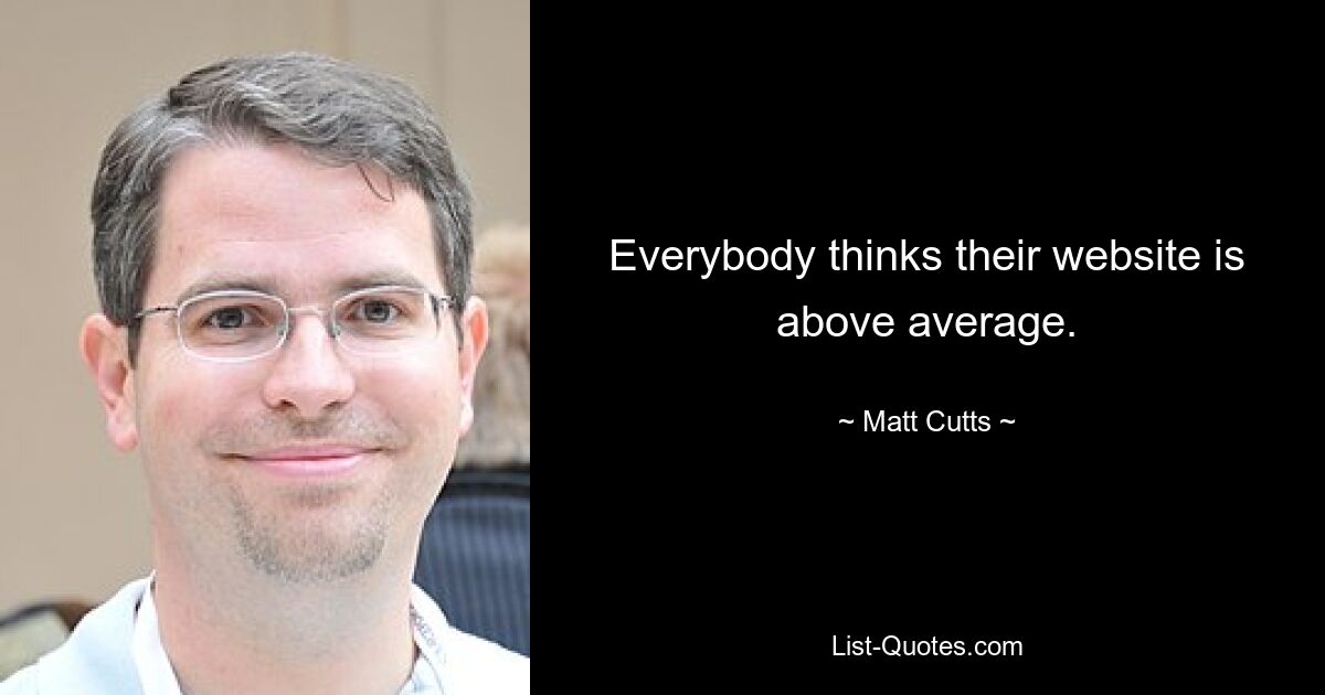 Everybody thinks their website is above average. — © Matt Cutts