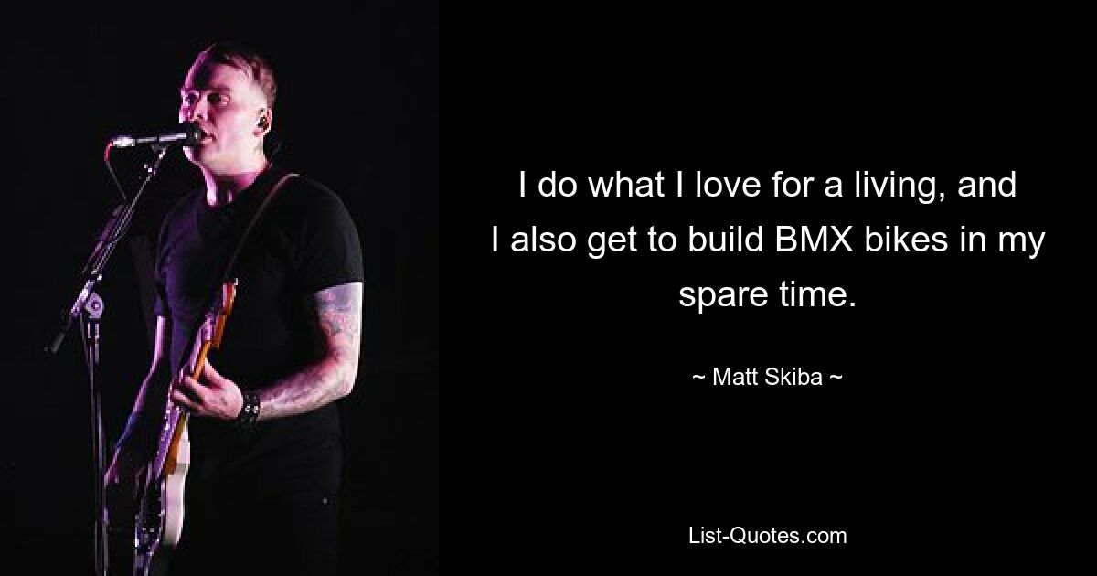 I do what I love for a living, and I also get to build BMX bikes in my spare time. — © Matt Skiba