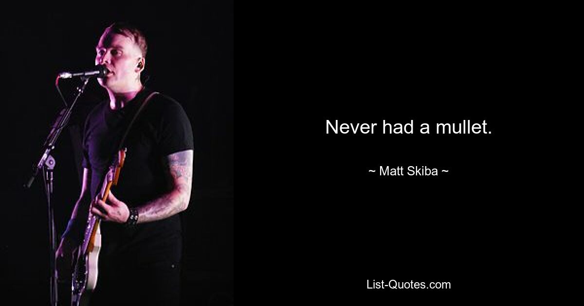 Never had a mullet. — © Matt Skiba