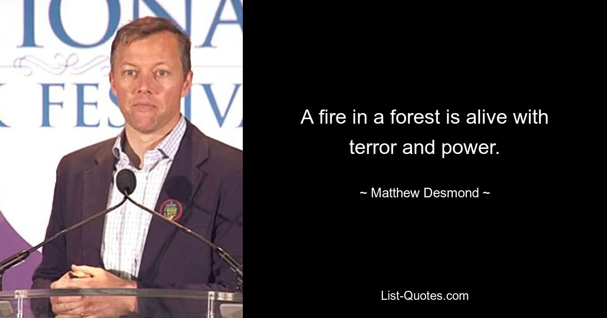 A fire in a forest is alive with terror and power. — © Matthew Desmond