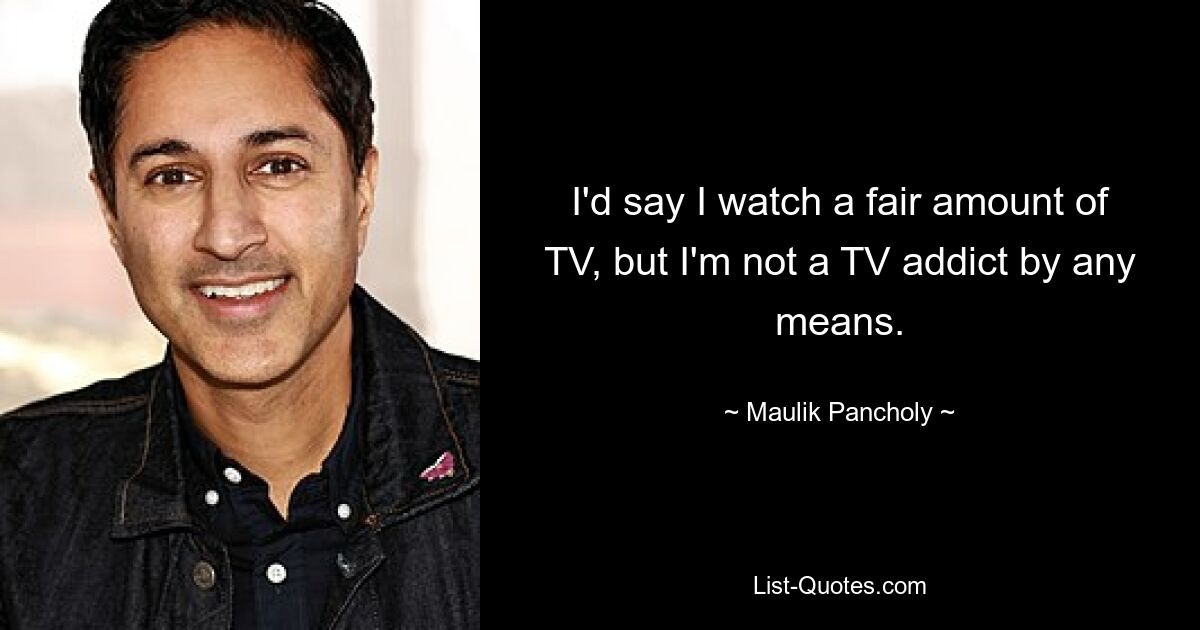 I'd say I watch a fair amount of TV, but I'm not a TV addict by any means. — © Maulik Pancholy