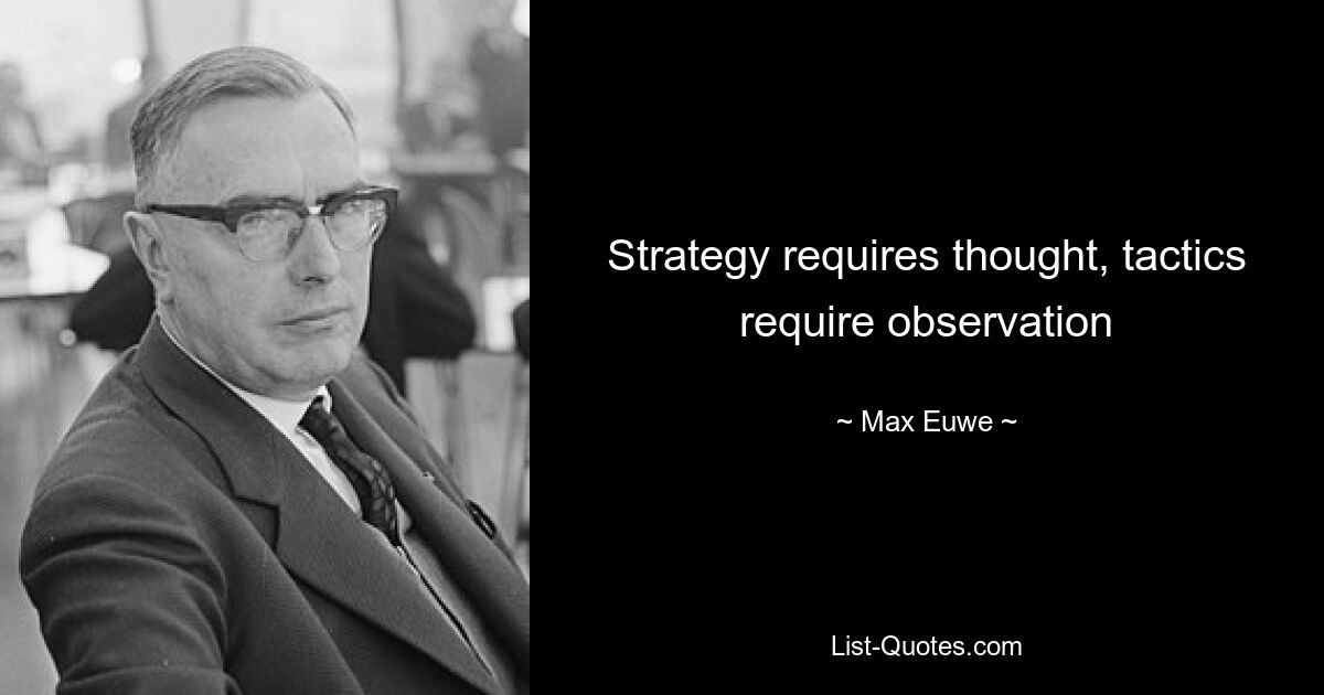 Strategy requires thought, tactics require observation — © Max Euwe