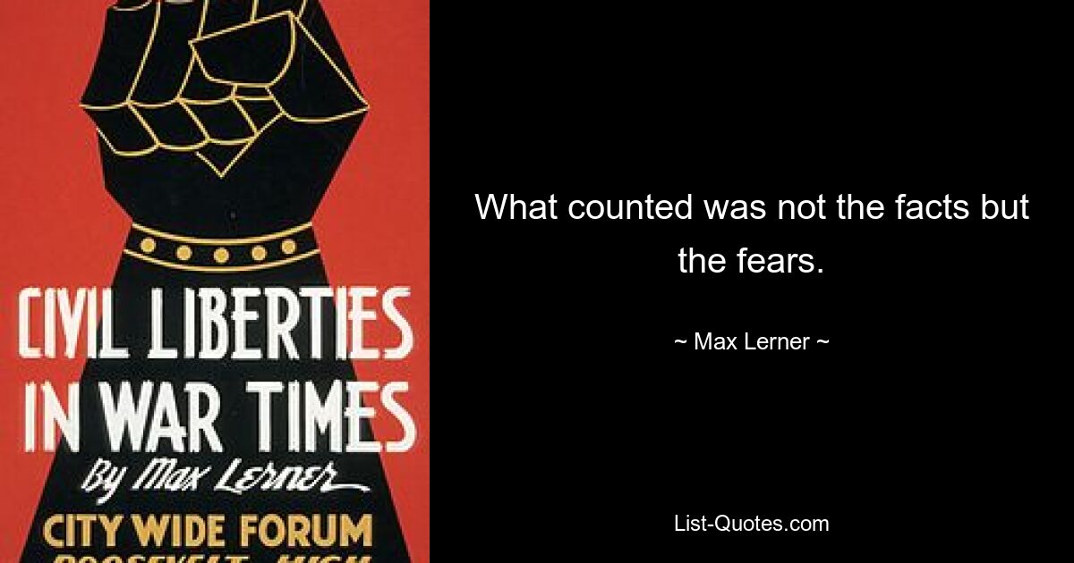 What counted was not the facts but the fears. — © Max Lerner