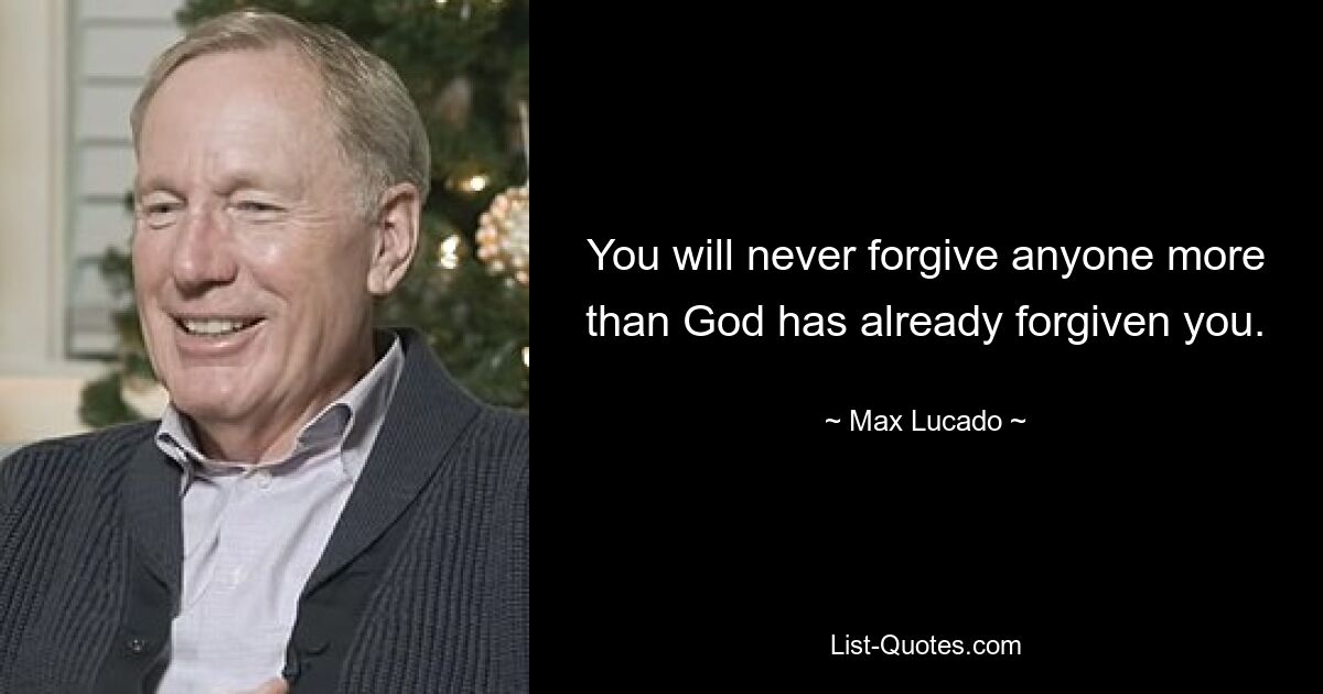 You will never forgive anyone more than God has already forgiven you. — © Max Lucado