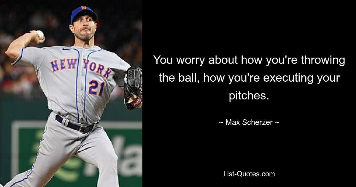 You worry about how you're throwing the ball, how you're executing your pitches. — © Max Scherzer