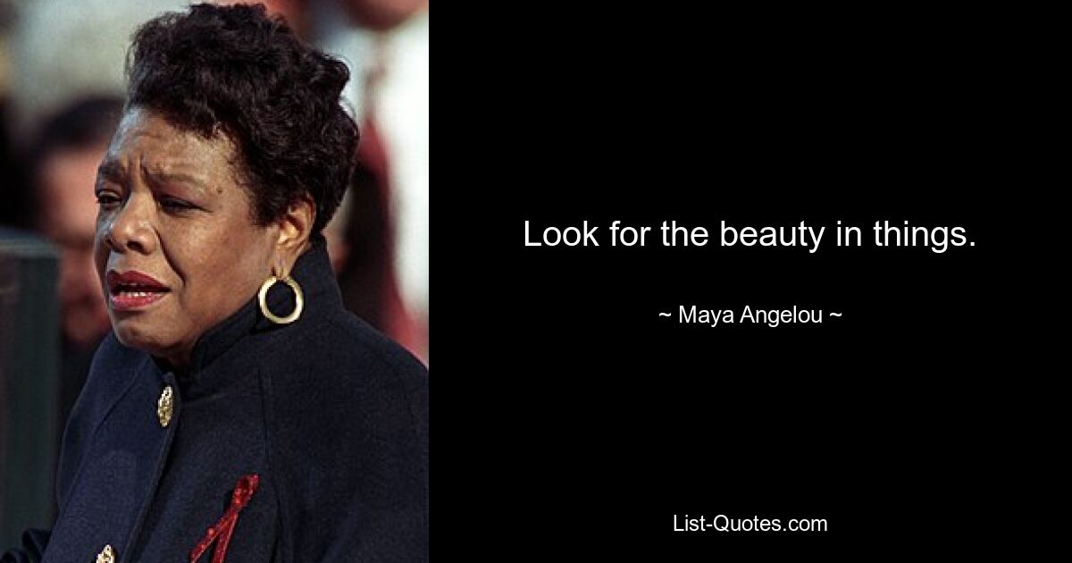 Look for the beauty in things. — © Maya Angelou