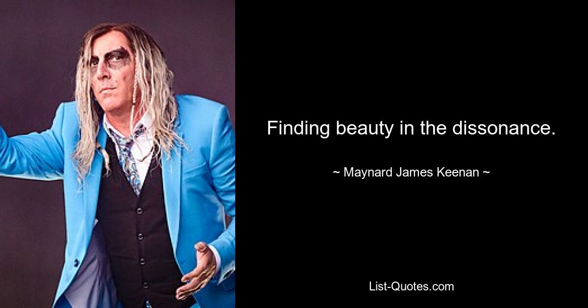 Finding beauty in the dissonance. — © Maynard James Keenan