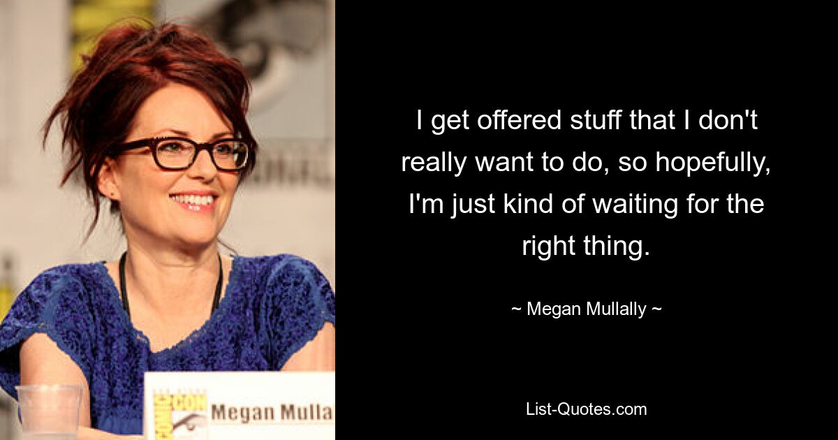 I get offered stuff that I don't really want to do, so hopefully, I'm just kind of waiting for the right thing. — © Megan Mullally