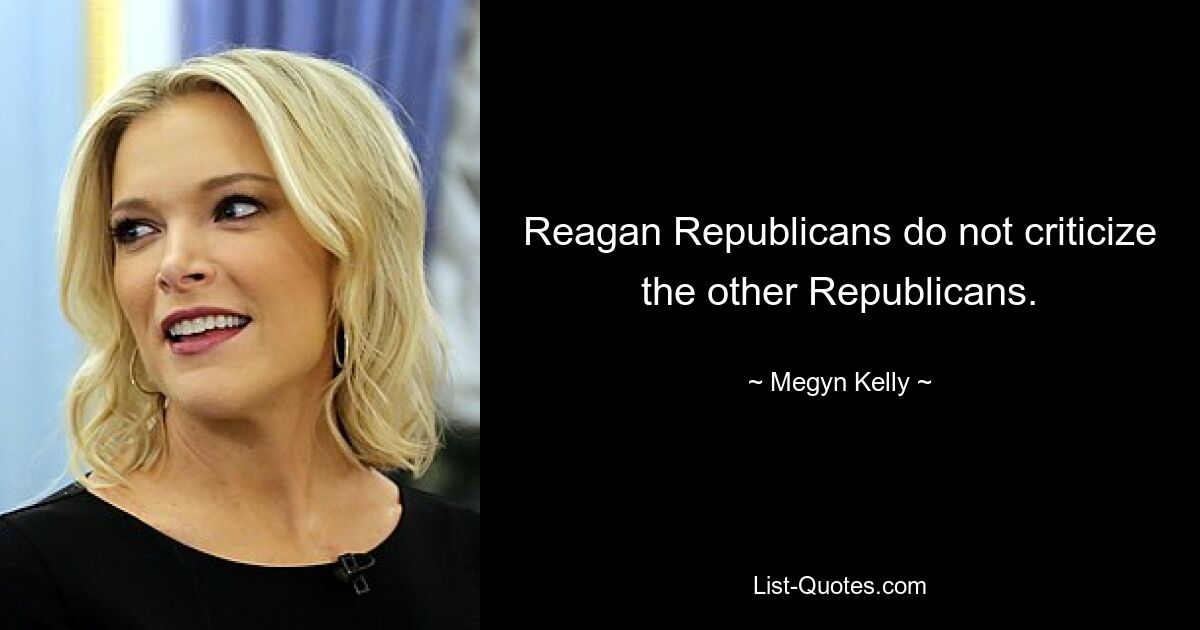 Reagan Republicans do not criticize the other Republicans. — © Megyn Kelly