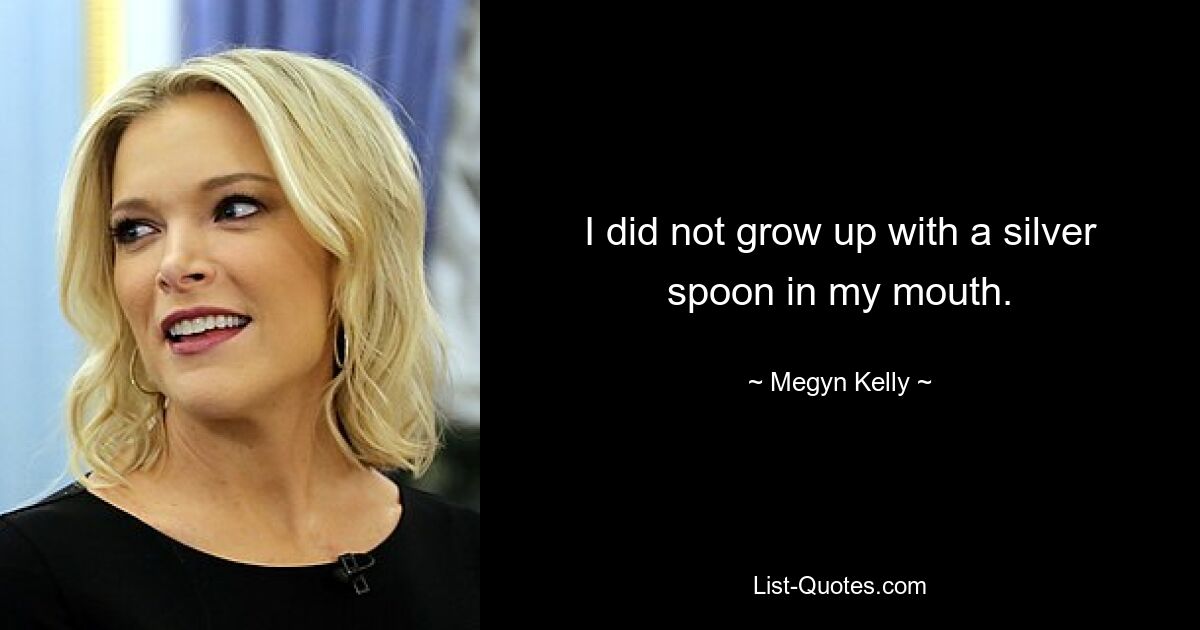 I did not grow up with a silver spoon in my mouth. — © Megyn Kelly