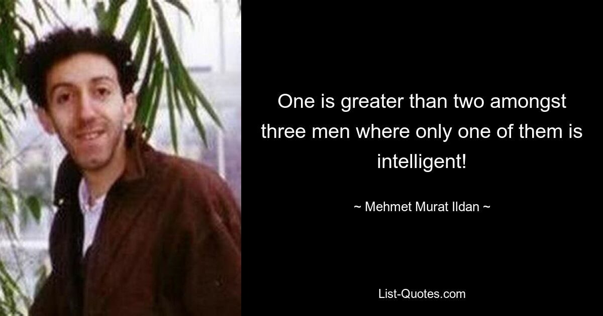 One is greater than two amongst three men where only one of them is intelligent! — © Mehmet Murat Ildan