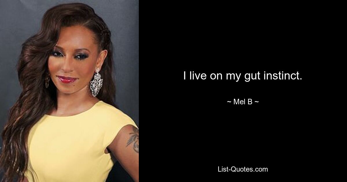 I live on my gut instinct. — © Mel B