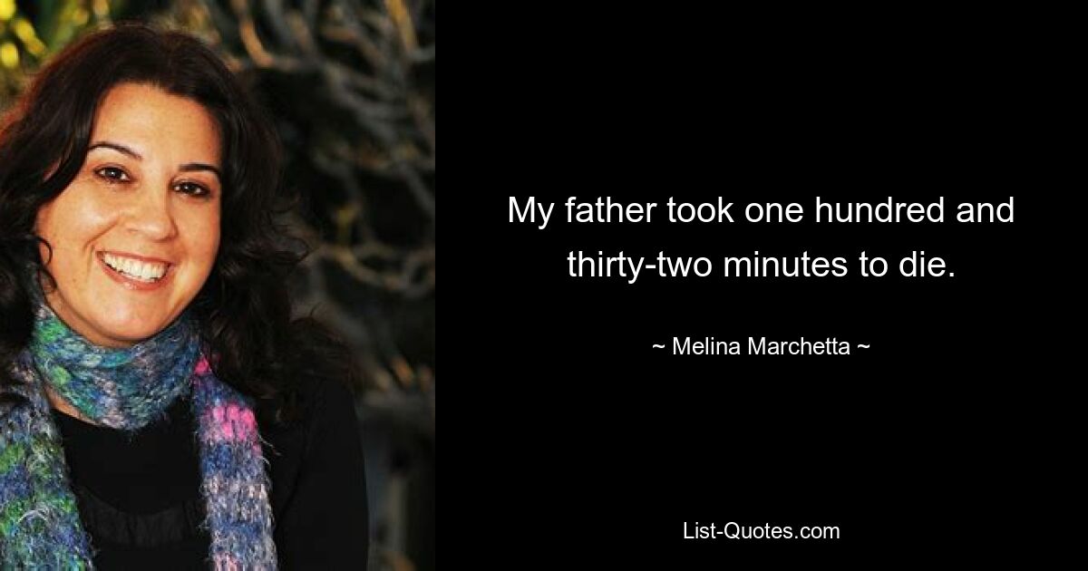 My father took one hundred and thirty-two minutes to die. — © Melina Marchetta