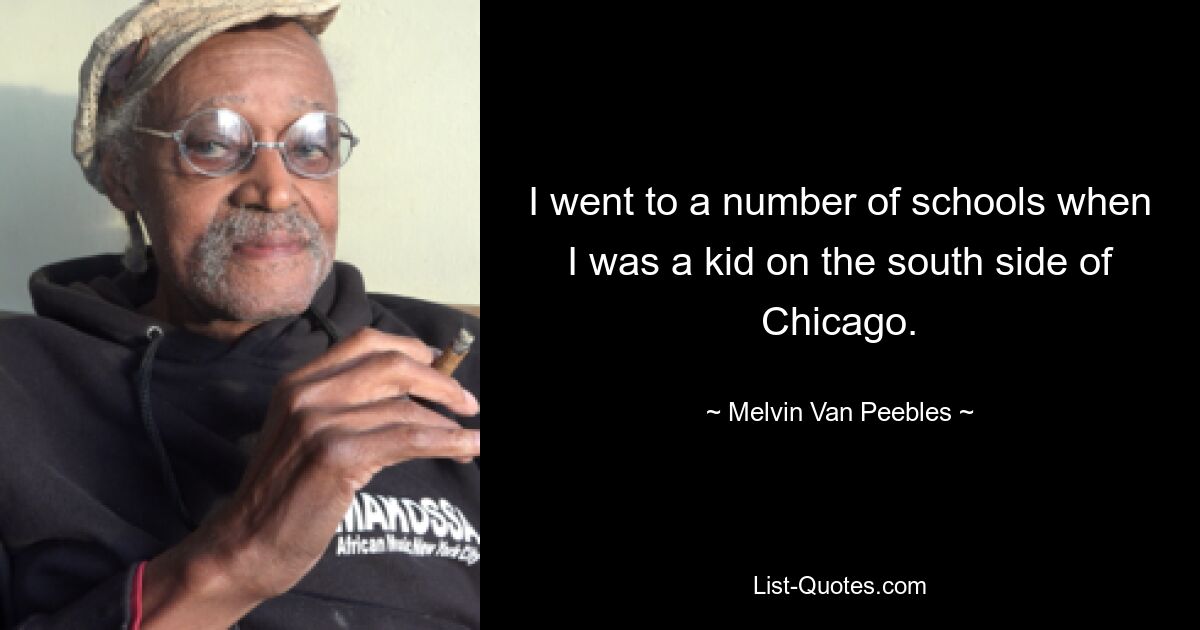 I went to a number of schools when I was a kid on the south side of Chicago. — © Melvin Van Peebles