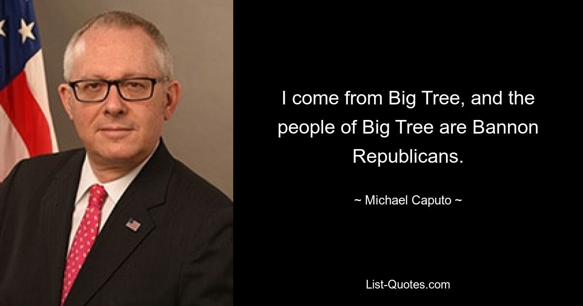 I come from Big Tree, and the people of Big Tree are Bannon Republicans. — © Michael Caputo