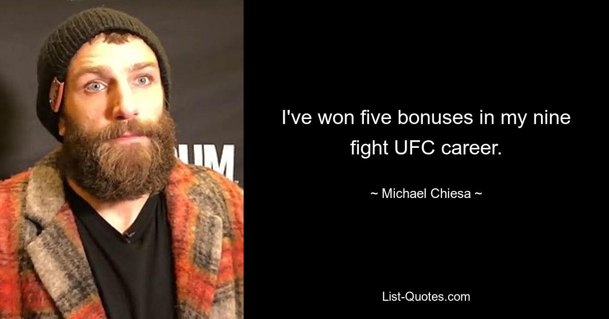 I've won five bonuses in my nine fight UFC career. — © Michael Chiesa