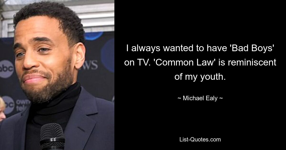 I always wanted to have 'Bad Boys' on TV. 'Common Law' is reminiscent of my youth. — © Michael Ealy