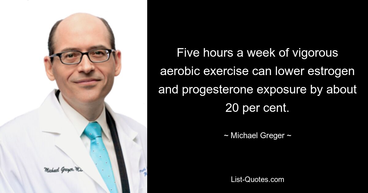 Five hours a week of vigorous aerobic exercise can lower estrogen and progesterone exposure by about 20 per cent. — © Michael Greger