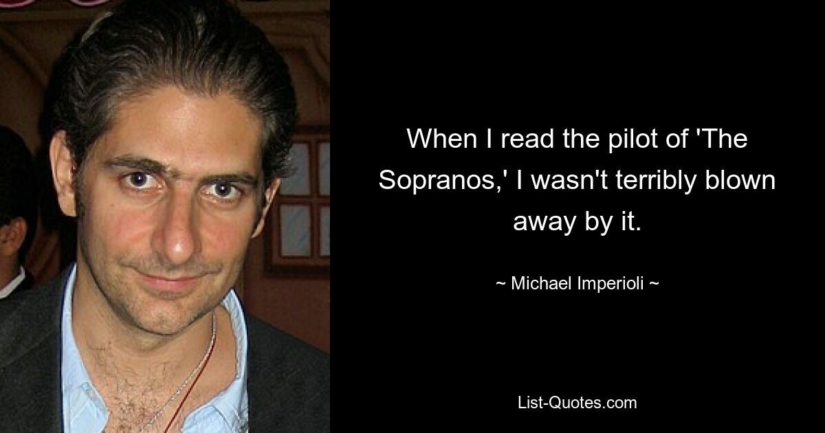 Als ich die Pilotfolge von „Die Sopranos“ las, war ich nicht sonderlich beeindruckt. — © Michael Imperioli 