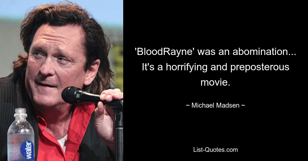 'BloodRayne' was an abomination... It's a horrifying and preposterous movie. — © Michael Madsen