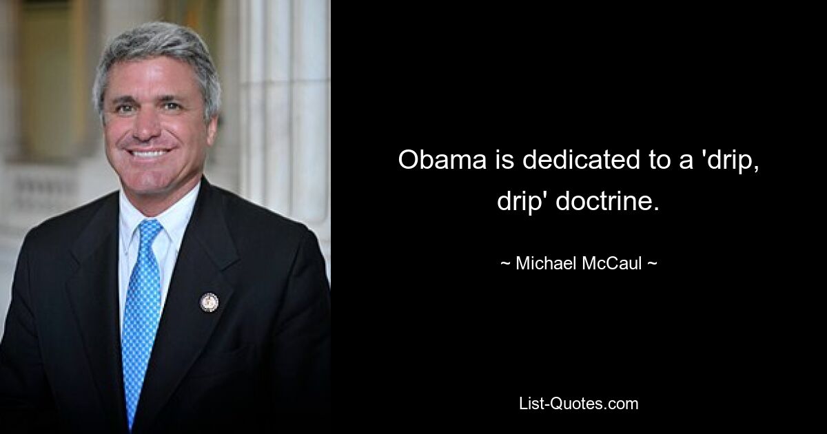 Obama is dedicated to a 'drip, drip' doctrine. — © Michael McCaul