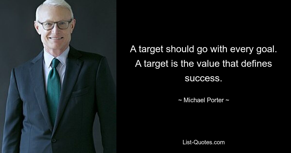 Zu jedem Ziel sollte ein Ziel gehören. Ein Ziel ist der Wert, der den Erfolg definiert. — © Michael Porter 