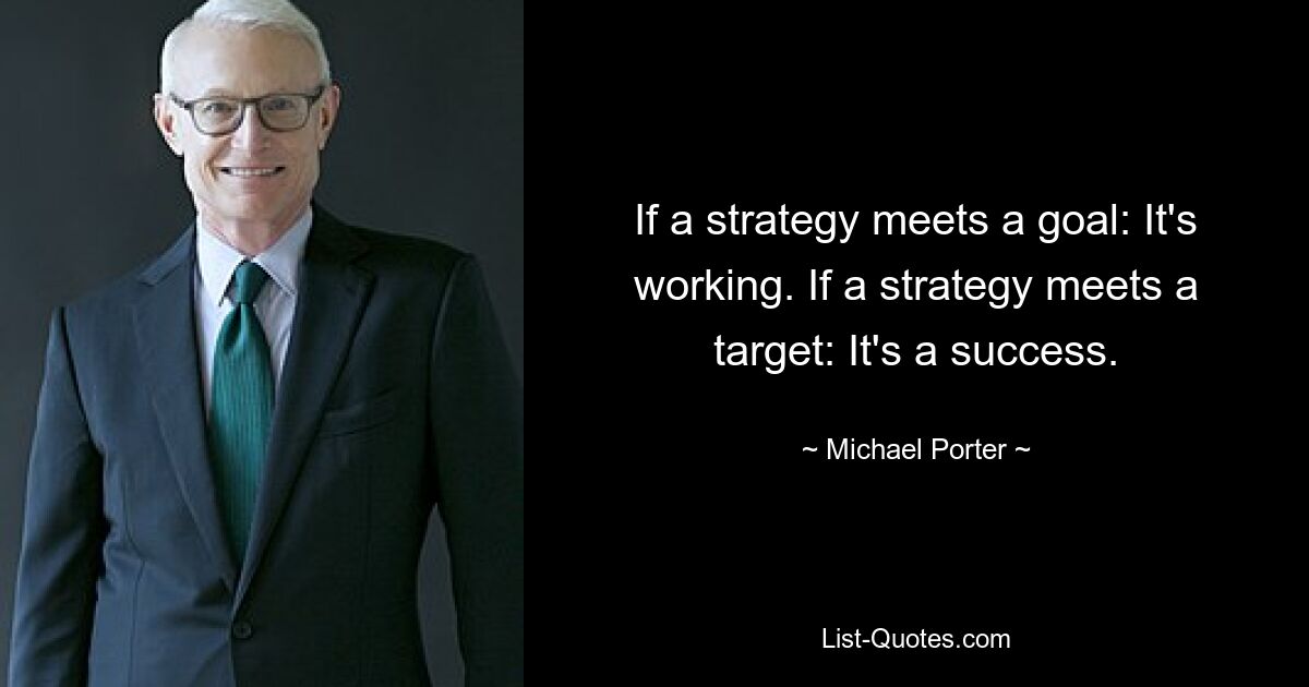 If a strategy meets a goal: It's working. If a strategy meets a target: It's a success. — © Michael Porter