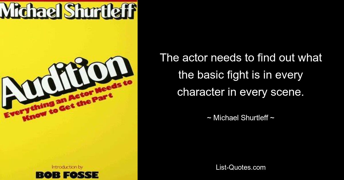 The actor needs to find out what the basic fight is in every character in every scene. — © Michael Shurtleff