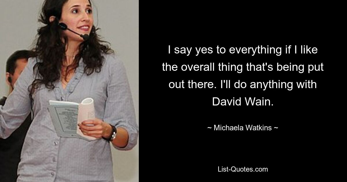 I say yes to everything if I like the overall thing that's being put out there. I'll do anything with David Wain. — © Michaela Watkins