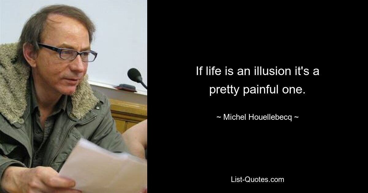 If life is an illusion it's a pretty painful one. — © Michel Houellebecq