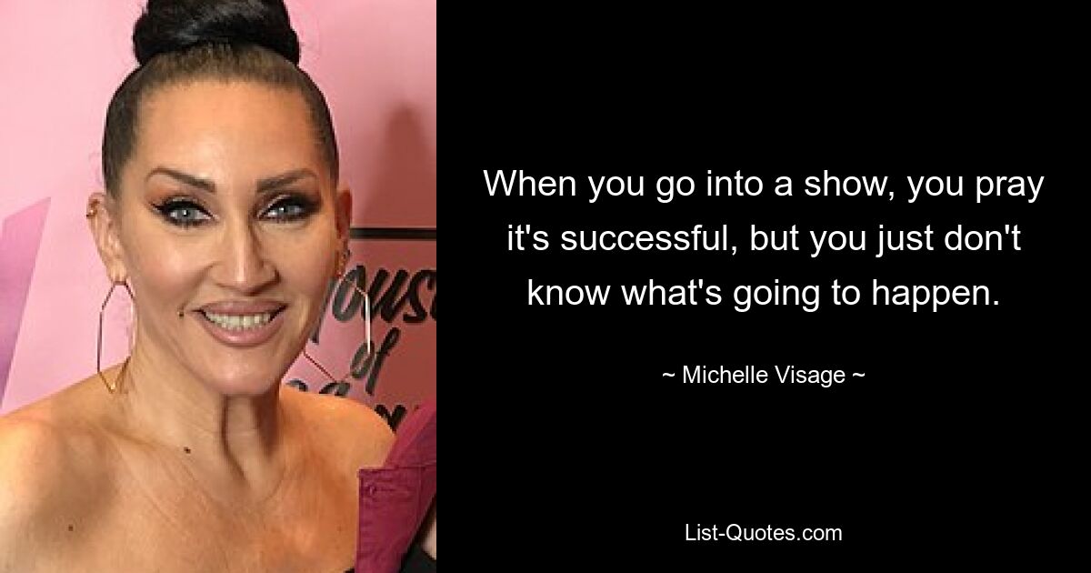 When you go into a show, you pray it's successful, but you just don't know what's going to happen. — © Michelle Visage