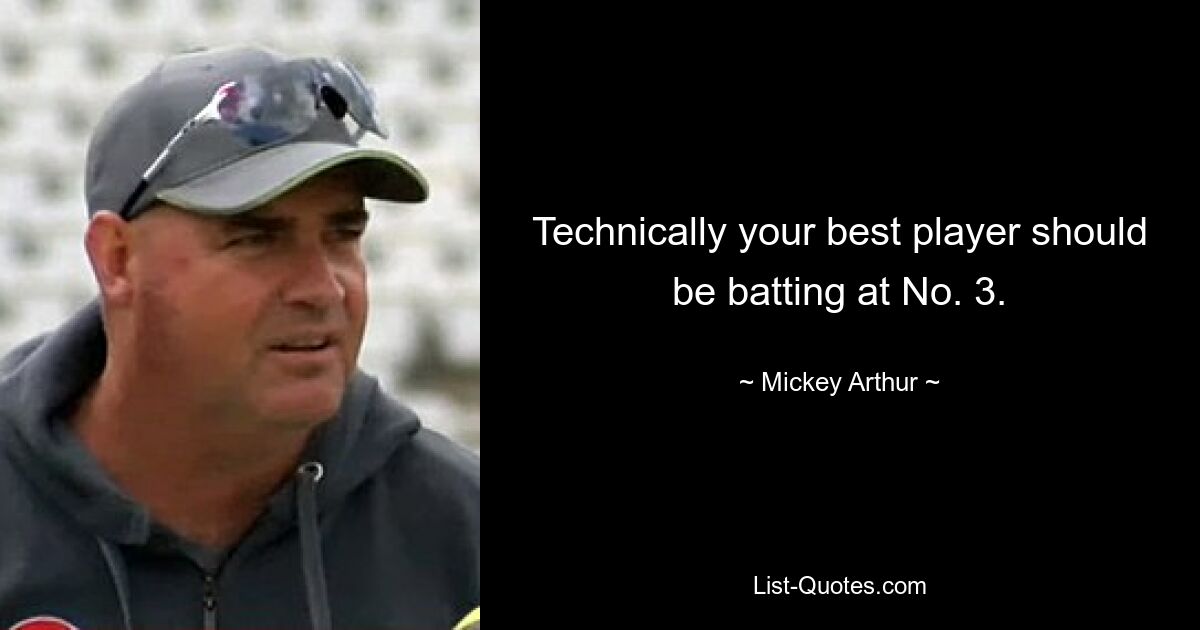 Technically your best player should be batting at No. 3. — © Mickey Arthur