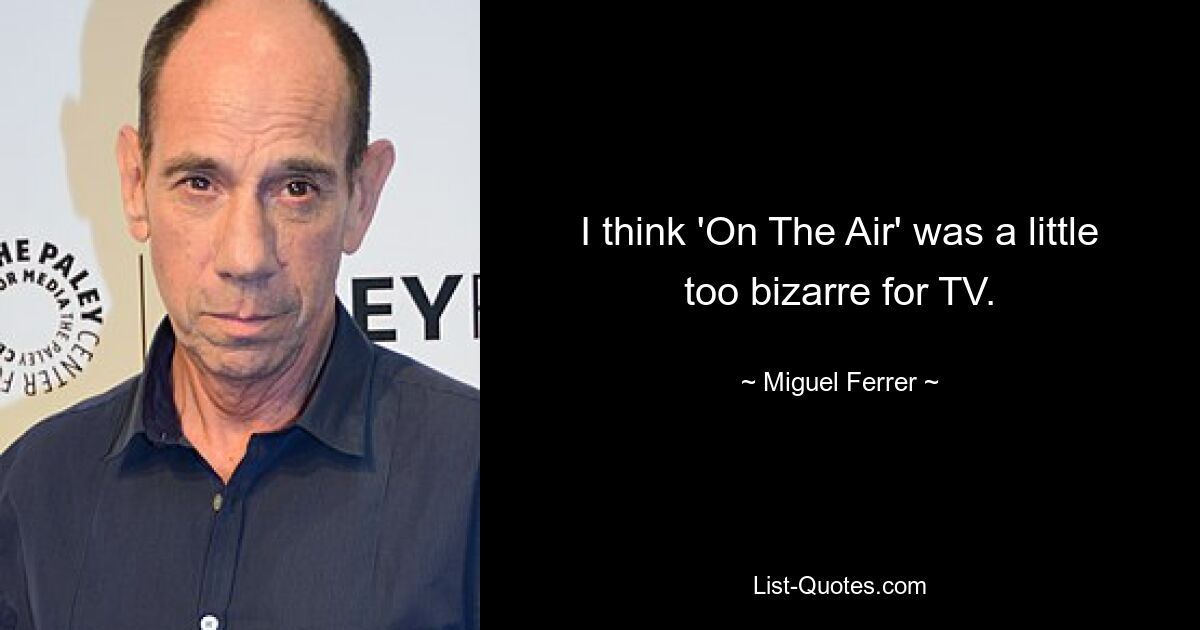 I think 'On The Air' was a little too bizarre for TV. — © Miguel Ferrer