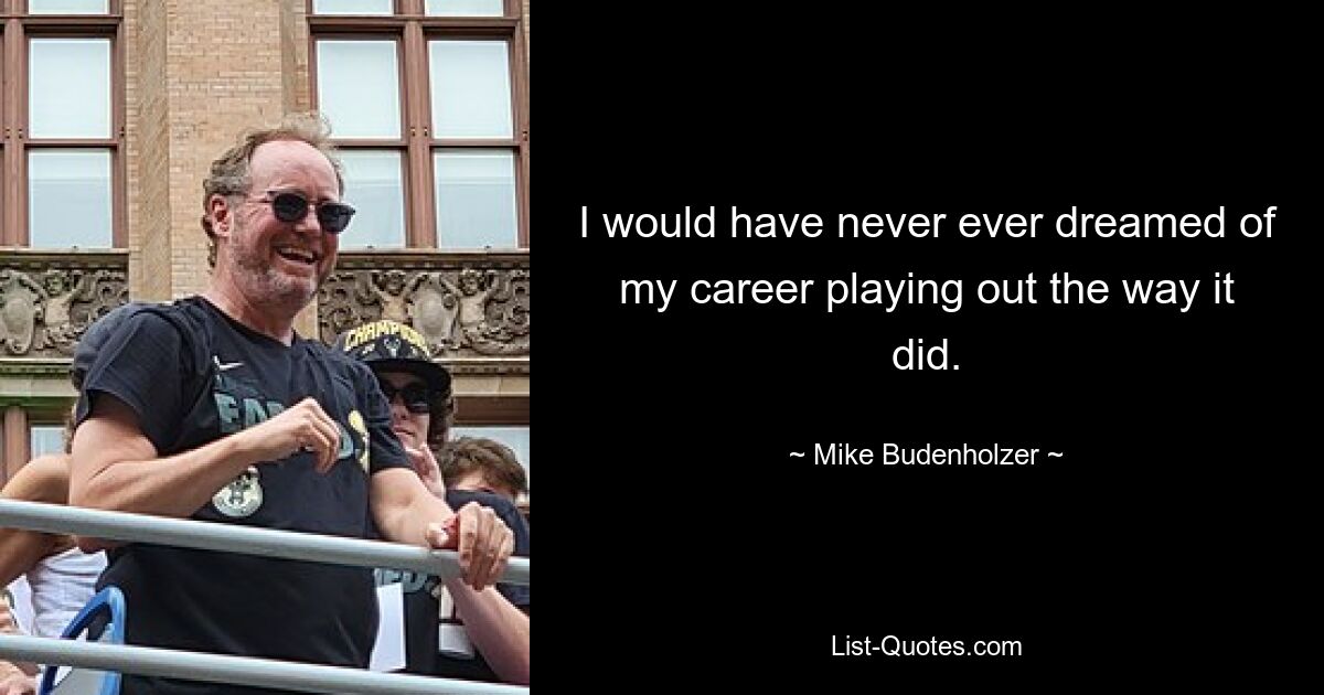 I would have never ever dreamed of my career playing out the way it did. — © Mike Budenholzer