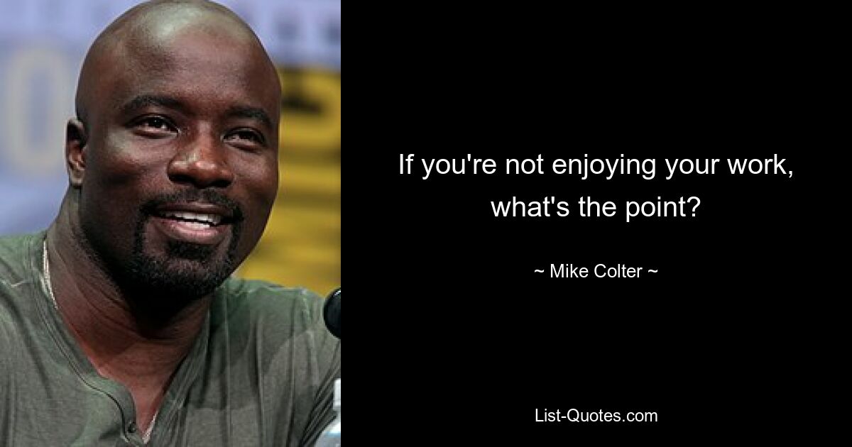 If you're not enjoying your work, what's the point? — © Mike Colter