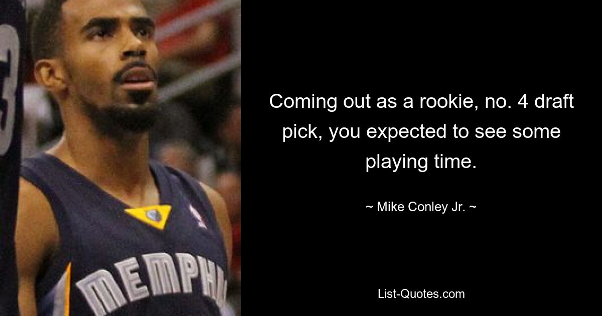 Coming out as a rookie, no. 4 draft pick, you expected to see some playing time. — © Mike Conley Jr.