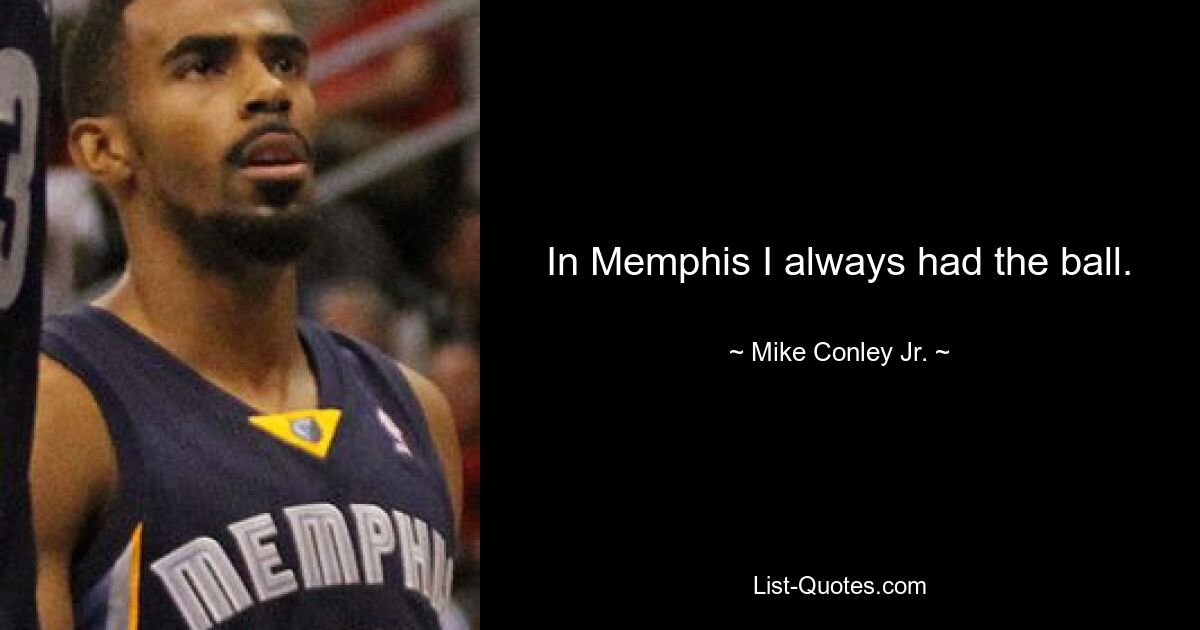 In Memphis I always had the ball. — © Mike Conley Jr.