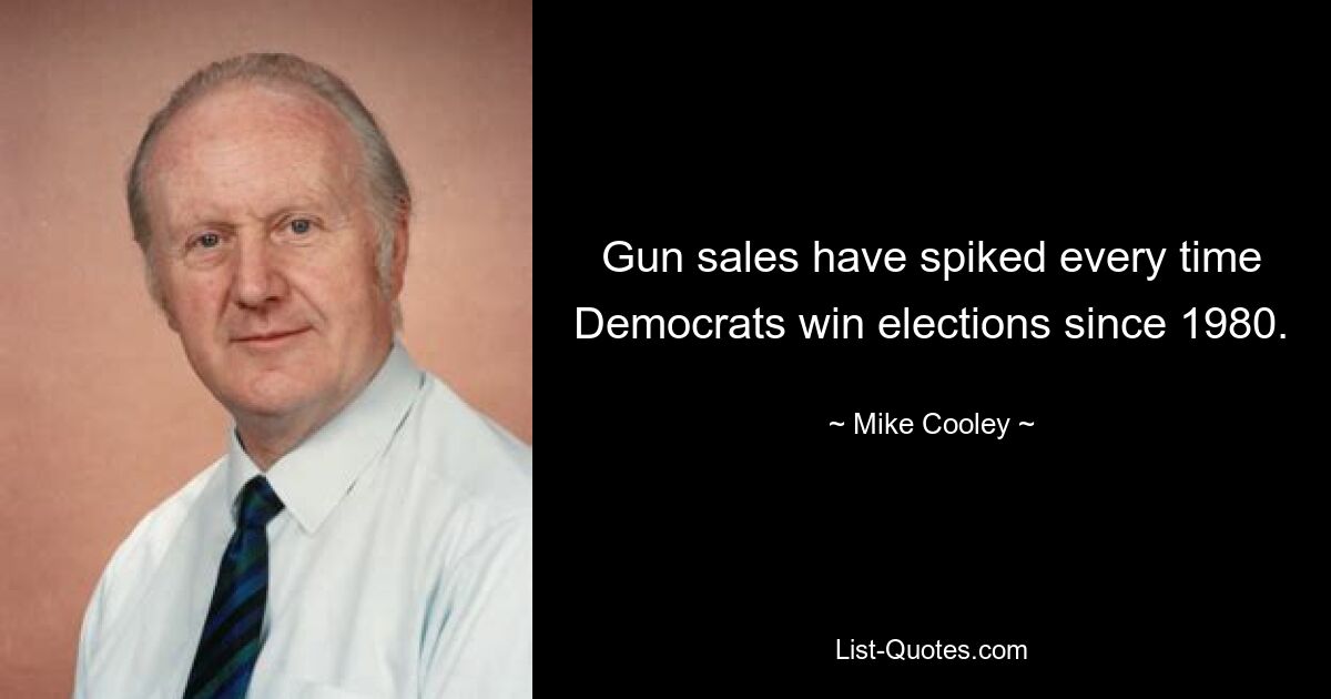 Gun sales have spiked every time Democrats win elections since 1980. — © Mike Cooley