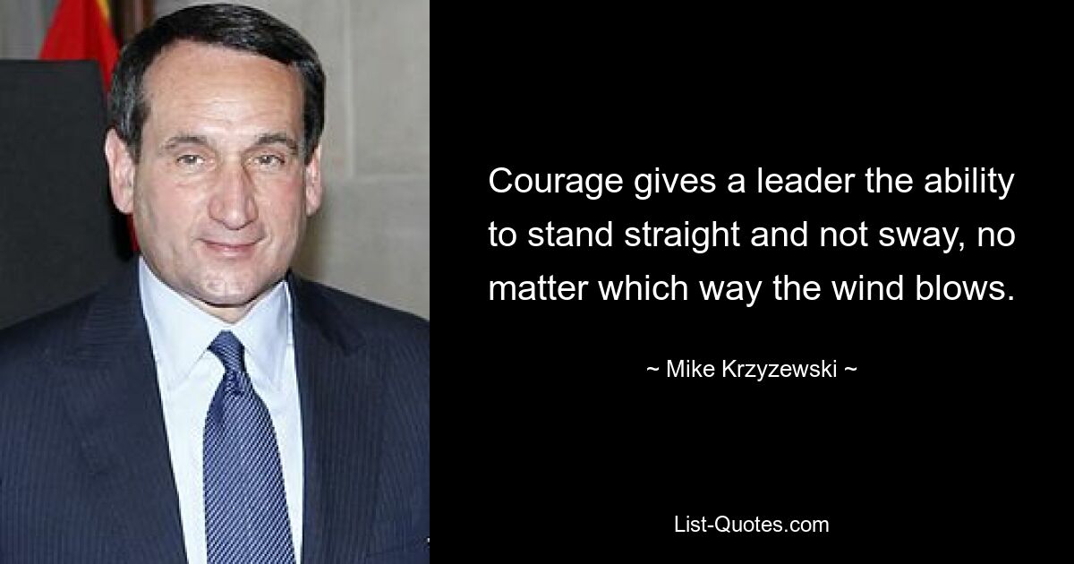 Courage gives a leader the ability to stand straight and not sway, no matter which way the wind blows. — © Mike Krzyzewski