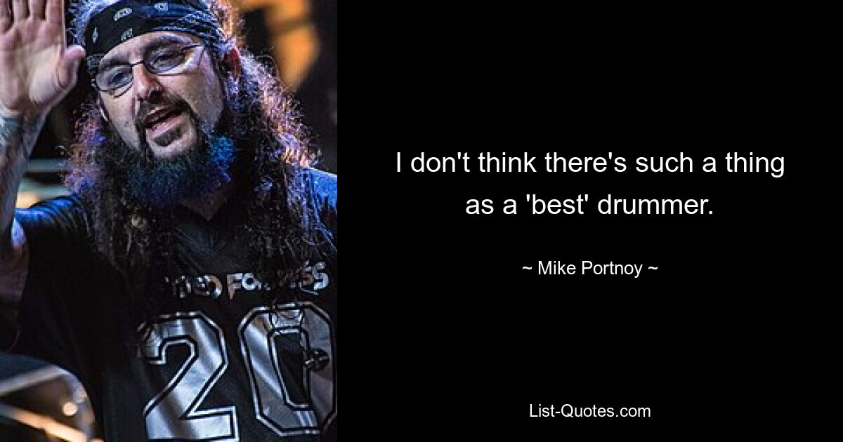 I don't think there's such a thing as a 'best' drummer. — © Mike Portnoy