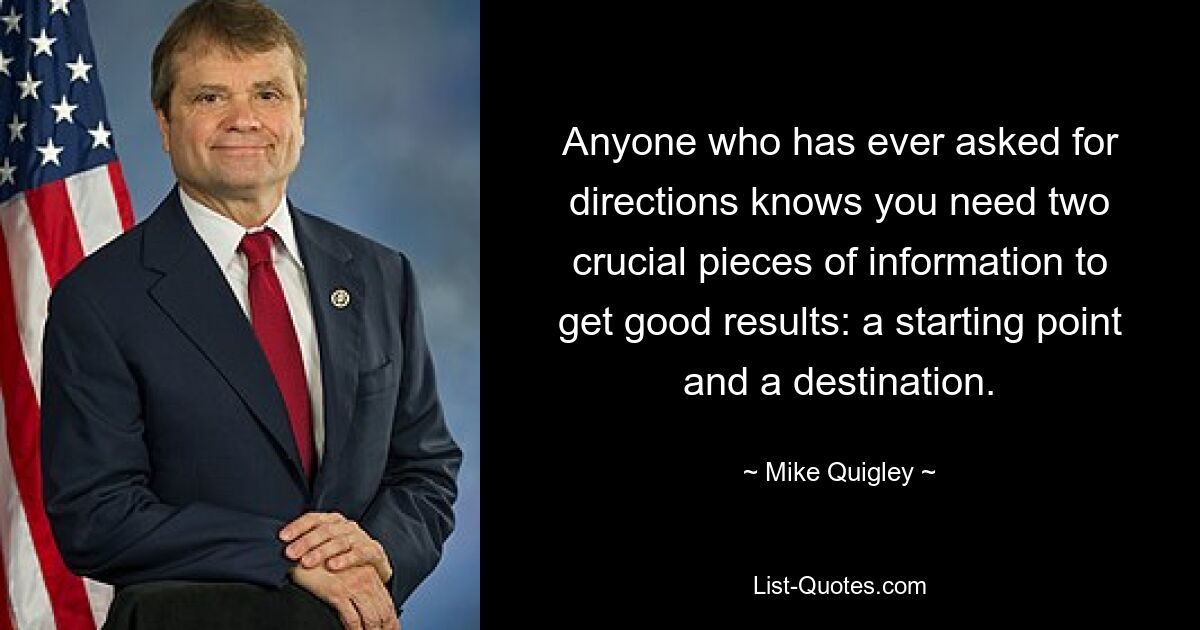 Anyone who has ever asked for directions knows you need two crucial pieces of information to get good results: a starting point and a destination. — © Mike Quigley