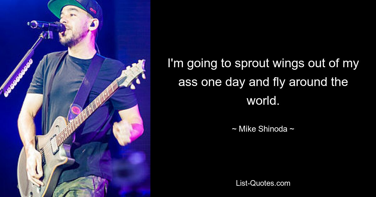 I'm going to sprout wings out of my ass one day and fly around the world. — © Mike Shinoda